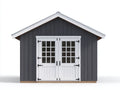 Abri de jardin en bois 300x240x230 cm - gris anthracite et blanc - double porte vitrée