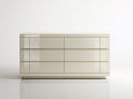 Vitrine basse brillante avec 6 tiroirs 160x45x80 cm - crème - design moderne