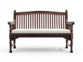 Banc de jardin en bois 155x58x86 cm - marron foncé et blanc cassé - dossier à barreaux