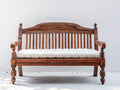 Banc de jardin en bois massif 150x65x100 cm - marron-blanc - dossier sculpté au style classique