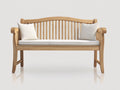 Banc de jardin en bois massif 150x65x95 cm - bois naturel-blanc - dossier incurvé à lattes au style classique