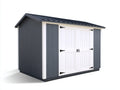 Abri de jardin en bois d'ingénierie et métal 260x200x220 cm - anthracite-blanc-noir - portes doubles et toit à deux pentes