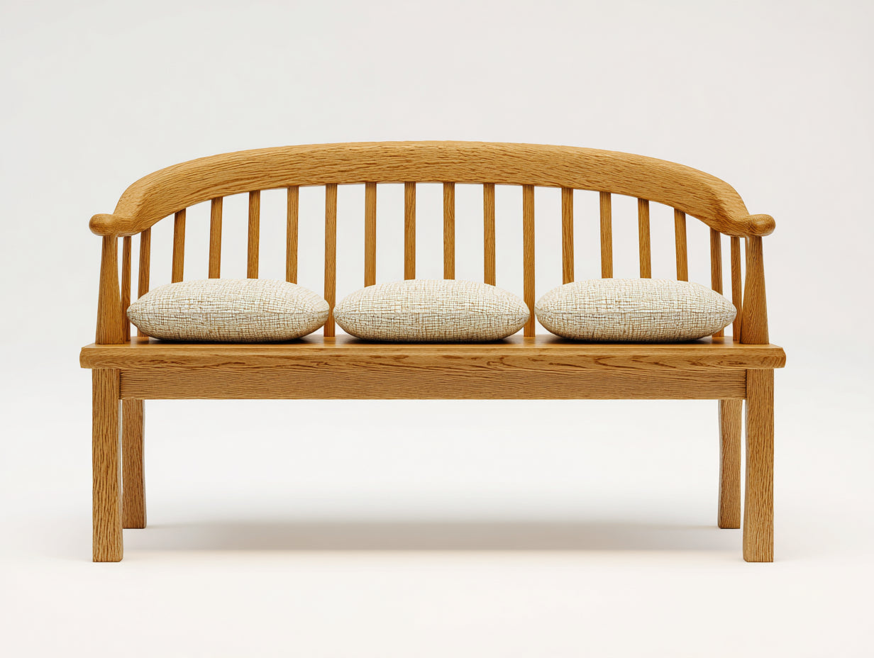 Banc de jardin en bois massif 155x60x92 cm - bois naturel-beige clair - dossier incurvé à lattes au style rustique