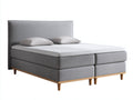 Lit double tapissé en tissu gris 210 x 180 x 115 cm - tête de lit haute et pieds en bois pour chambre