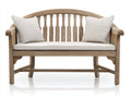 Banc de jardin en bois 140x58x84 cm - bois vieilli et blanc - dossier incurvé
