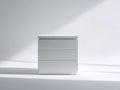 Commode blanche en bois d'ingénierie 80x45x78 cm - 3 tiroirs sans poignée - style moderne