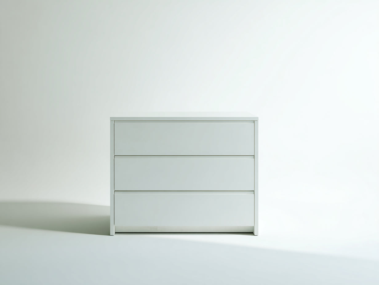Commode en panneaux de bois blanc 100 x 40 x 82 cm - meuble à 3 tiroirs pour chambre et salon