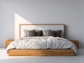 Lit double en bois 200x160x95 cm - bois naturel et blanc - design plateforme