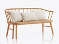 Banc de jardin en bois 160x58x78 cm - bois clair et blanc - dossier arrondi