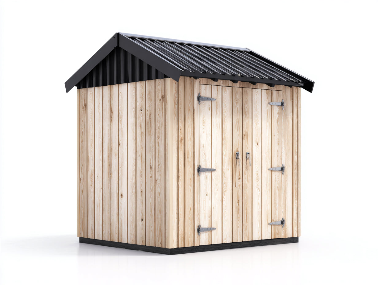 Abri de jardin en bois 250x200x220 cm - bois naturel et noir - toiture métallique