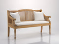 Banc de jardin en bois naturel 160 x 60 x 92 cm - banquette extérieure avec dossier à barreaux et accoudoirs sculptés