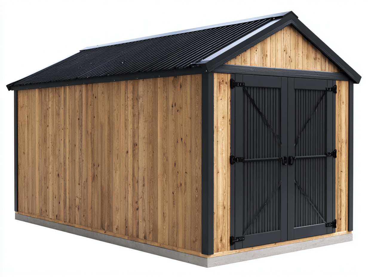 Abri de jardin en panneaux effet bois naturel 300 x 220 x 220 cm - cabanon extérieur avec double porte gris anthracite