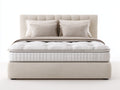 Lit double tapissé en tissu bouclé beige 210 x 180 x 120 cm - tête de lit capitonnée pour chambre