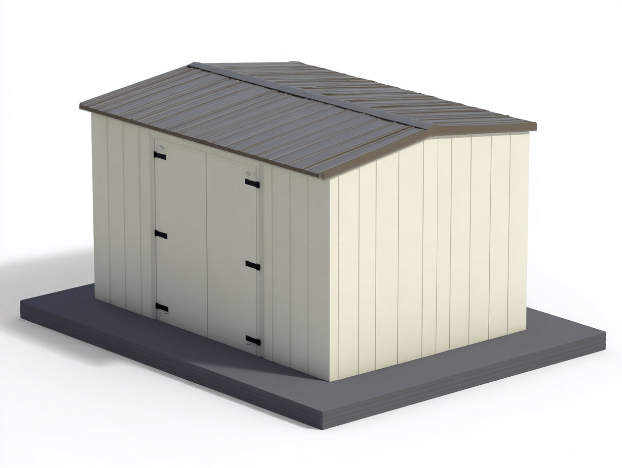 Abri de jardin en métal 240x180x190 cm - beige et gris - toiture à double pente