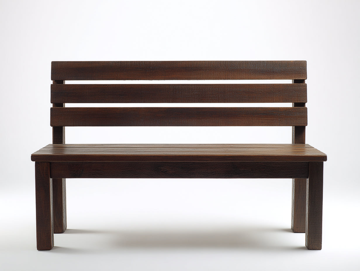 Banc de jardin en bois 150x60x85 cm - marron foncé - dossier à lattes