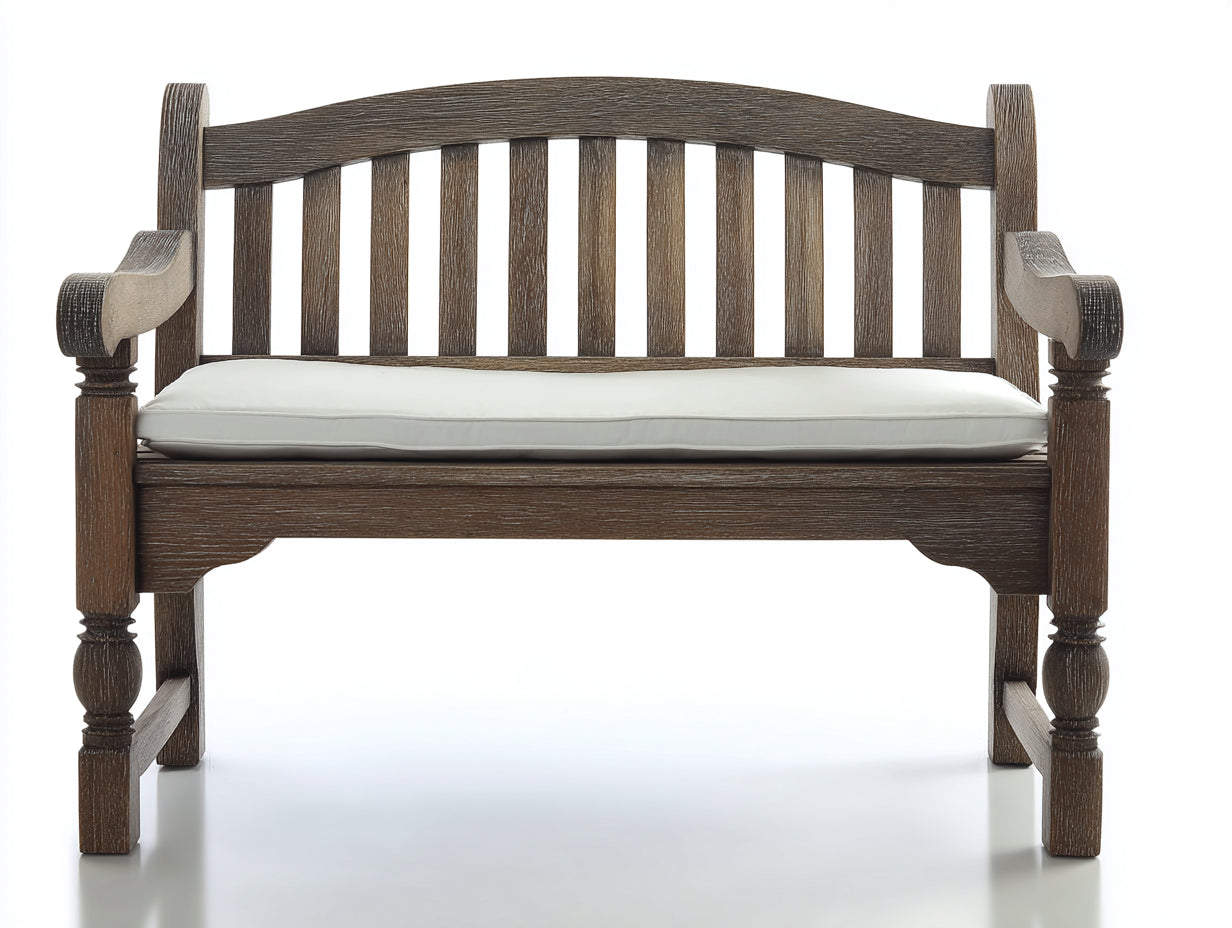 Banc de jardin en bois avec accoudoirs 145x58x90 cm - brun foncé et blanc - dossier courbé