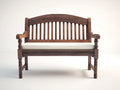 Banc de jardin en bois massif 145x62x92 cm - brun foncé-blanc cassé - dossier à lattes au style classique