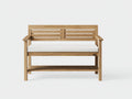 Banc de jardin en bois naturel 130 x 58 x 88 cm - banquette extérieure avec accoudoirs et tablette inférieure