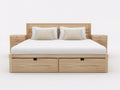 Lit double en bois avec rangement 210x240x100 cm - bois naturel - tables de chevet intégrées