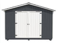 Abri de jardin en panneaux effet bois gris 240 x 190 x 210 cm - cabanon extérieur avec double porte blanche